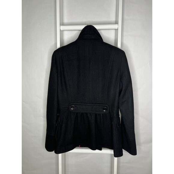 Calvin Klein Peacoat Womens 10 Black Jacket Wool Double Breasted Pocket Neck - Picture 12 of 16